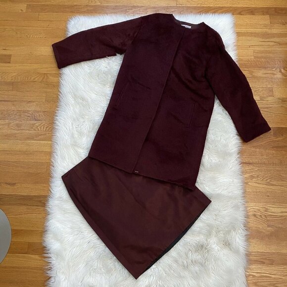 Anne Klein Skirt Jacket Set Maroon Burgundy Size 12 Career Outfit - Picture 1 of 12